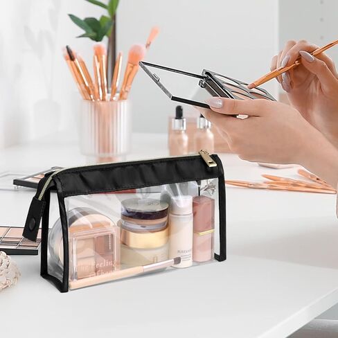 أكياس مكياج شفافة من PACKISM، حقيبة أدوات الزينة بحجم مثالي معتمدة من إدارة أمن المواصلات الأمريكية للسفر، أكياس شفافة متينة بسحاب لتنظيم تخزين المنزل، والحمام، والعطلات، وأساسيات السفر (عبوتان) in Kuwait