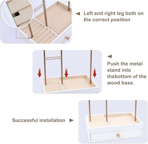 منظم مجوهرات BestAlice مع صندوق تخزين بأدراج بيضاء، حامل مجوهرات على الطاولة مع حامل منظم مجوهرات من 3 طبقات، عرض حامل مجوهرات للقلائد والأقراط والخواتم والأساور والساعات in Kuwait