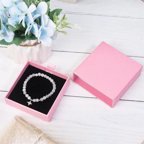 2 Pack Jewelry Gift Boxes for Bracelet Necklace, 9× 9× 3cm Small Gift Boxes for Jewelry Earring Gift Boxes for Birthday, Anniversary, Christmas(Black) in Kuwait