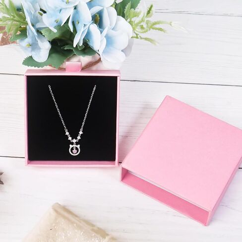 2 Pack Jewelry Gift Boxes for Bracelet Necklace, 9× 9× 3cm Small Gift Boxes for Jewelry Earring Gift Boxes for Birthday, Anniversary, Christmas(Black) in Kuwait