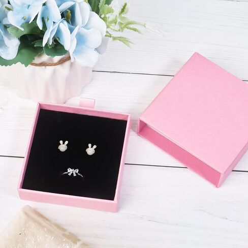 2 Pack Jewelry Gift Boxes for Bracelet Necklace, 9× 9× 3cm Small Gift Boxes for Jewelry Earring Gift Boxes for Birthday, Anniversary, Christmas(Black) in Kuwait