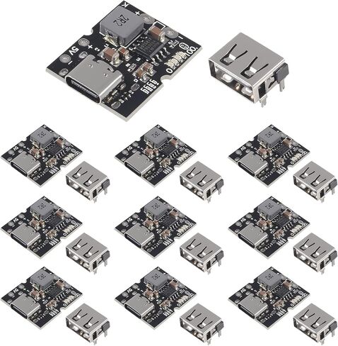 10PCS Type-C USB 5V 2A Boost Converter Step-Up Power Module Lithium Battery Charging Protection Board LED Display USB for DIY Charger (no Welding Version) in Saudi Arabia