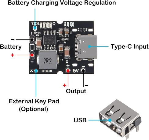 10PCS Type-C USB 5V 2A Boost Converter Step-Up Power Module Lithium Battery Charging Protection Board LED Display USB for DIY Charger (no Welding Version) in Saudi Arabia
