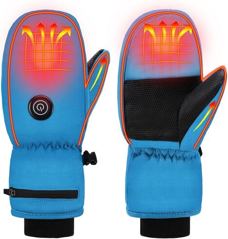 Welltop Heated Mittens Gloves for Kids, Electric Kids Ski Snow Gloves with Touchscreen 7.4V 3000mAh Rechargeable Battery Boys Girls Warm Winter Gloves for Skiing Skating Snowboarding Camping Hiking in Kuwait