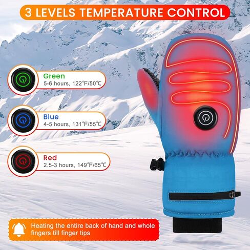 Welltop Heated Mittens Gloves for Kids, Electric Kids Ski Snow Gloves with Touchscreen 7.4V 3000mAh Rechargeable Battery Boys Girls Warm Winter Gloves for Skiing Skating Snowboarding Camping Hiking in Kuwait