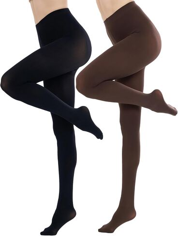 CozyWow Womens Tights 2 Pairs Run Resistant 80D High Waist Solid Color Semi Opaque Tights in Kuwait