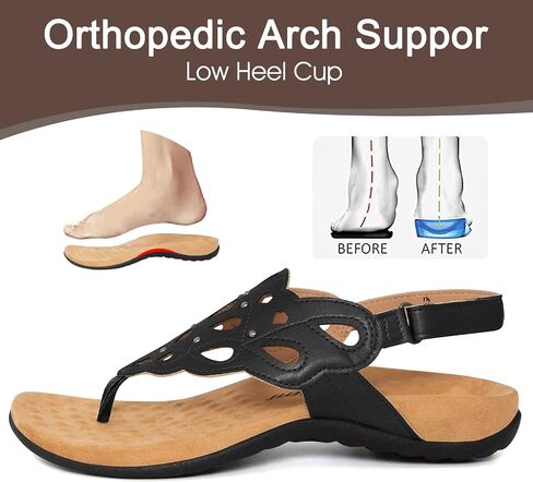 Athlefit Women's Arch Support Orthotic Sandals Comfortable Walking Orthopedic Thong Sandals in Kuwait