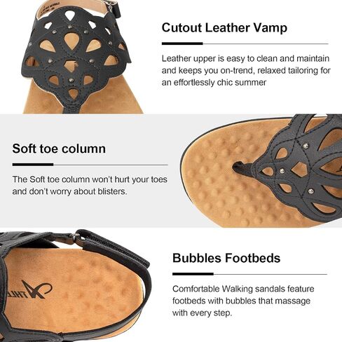 Athlefit Women's Arch Support Orthotic Sandals Comfortable Walking Orthopedic Thong Sandals in Kuwait