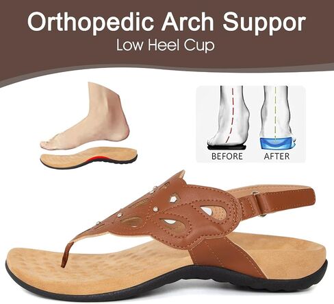 Athlefit Women's Arch Support Orthotic Sandals Comfortable Walking Orthopedic Thong Sandals in Kuwait