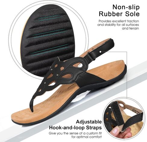 Athlefit Women's Arch Support Orthotic Sandals Comfortable Walking Orthopedic Thong Sandals in Kuwait