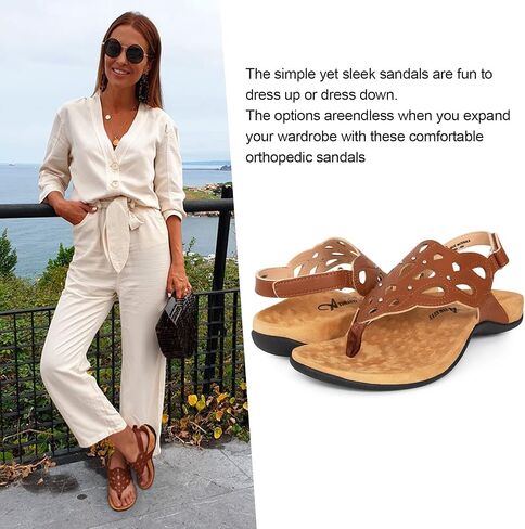 Athlefit Women's Arch Support Orthotic Sandals Comfortable Walking Orthopedic Thong Sandals in Kuwait
