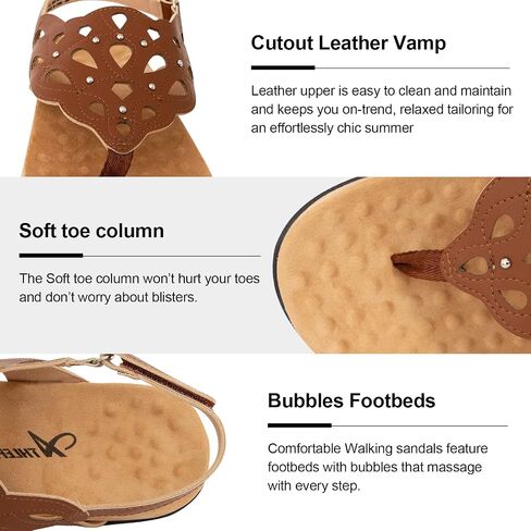 Athlefit Women's Arch Support Orthotic Sandals Comfortable Walking Orthopedic Thong Sandals in Kuwait