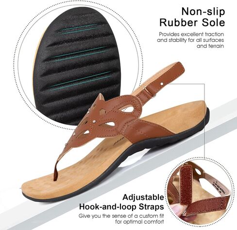 Athlefit Women's Arch Support Orthotic Sandals Comfortable Walking Orthopedic Thong Sandals in Kuwait