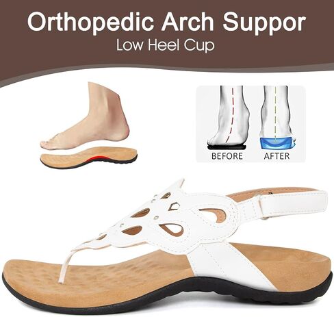 Athlefit Women's Arch Support Orthotic Sandals Comfortable Walking Orthopedic Thong Sandals in Kuwait