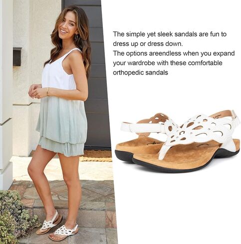 Athlefit Women's Arch Support Orthotic Sandals Comfortable Walking Orthopedic Thong Sandals in Kuwait