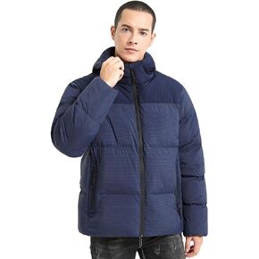 Bakery Men's Puffer Jacket with Hood Waterproof Quilted Thicken Warm Winter Coat Insulated Parka Jacket Ski Coat