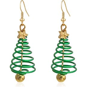 QUPENGXU Sparkling Christmas Tree Earrings Distinctive Screw Christmas Tree Potted Drop Dangle Earrings For Women Girls