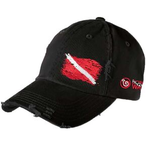 Born of Water Scuba Dive Flag Distressed Hat: Mens Low Profile Hat