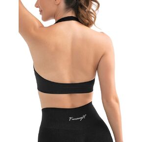 حمالات صدر رياضية بدون ظهر للنساء من FRESOUGHT، حمالات صدر مفتوحة مبطنة بدون خياطة، حمالات صدر مقصوصة منخفضة التأثير للتمرين واللياقة البدنية in Kuwait