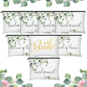 Weewooday Makeup Bag, 8pcs Wedding Bridal Cosmetic Canvas Bag Set, Elegant Pattern, Women