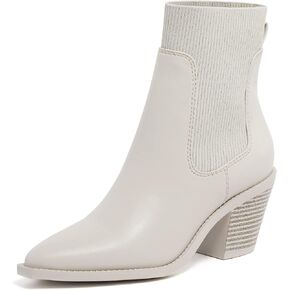 Vodvob حذاء نسائي للكاحل سهل الارتداء بمقدمة مدببة وكعب مكتنز وكعب مطاطي كاجوال من جلد الغزال تشيلسي in Kuwait