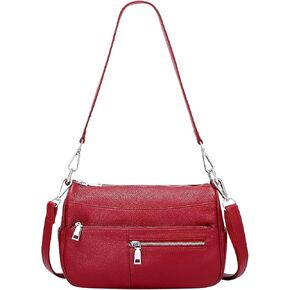 Over Earth Genuine Leather Shoulder Bag Small Crossbody Handbags for Women Ladies Purse