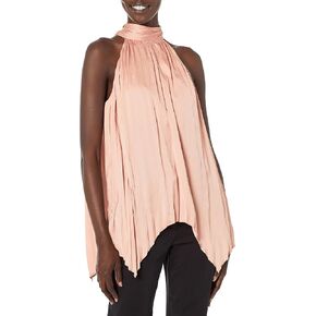 BCBGMAXAZRIA Women's Relaxed Sleeveless Halter Neck Tie Back Top