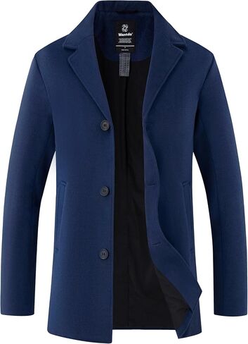 Wantdo Men's Single Breasted Pea Coat Windproof  Winter Coat Classic Notched Collar Military Jacket in Saudi Arabia