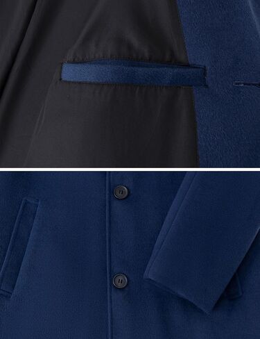 Wantdo Men's Single Breasted Pea Coat Windproof  Winter Coat Classic Notched Collar Military Jacket in Saudi Arabia