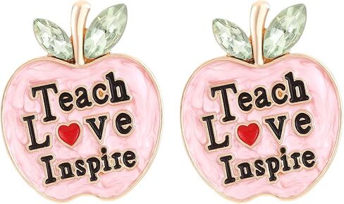 Shining Rhinestone Teacher Earrings Faux Pearl Bead ABC Letter Dangle Earring Enamel Apple Book Pencil Stud Statement Fun Back To School Graduation Jewelry Teacher Appreciation Gifts in Kuwait