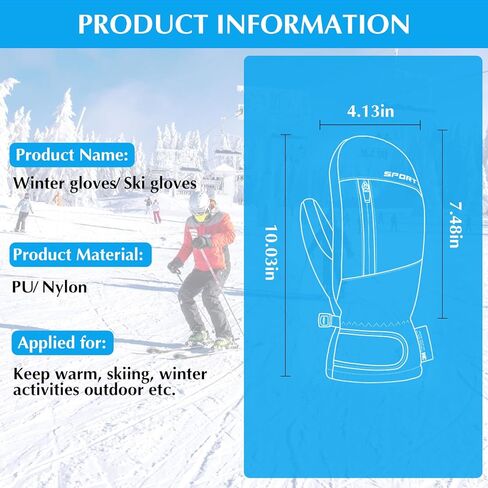 قفازات LACE INN المقاومة للماء للتزلج على الجليد، قفازات دافئة للتزلج على الجليد مع جيب بسحاب، قفازات شتوية على الجليد تعمل باللمس للرجال والنساء in Kuwait