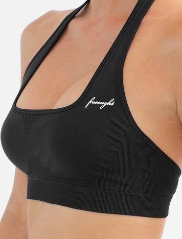 FRESOUGHT Halter Backless Sports Bras for Women, Open Back Seamless Padded Cropped Bras Low Impact Workout Fitness Tops in Kuwait