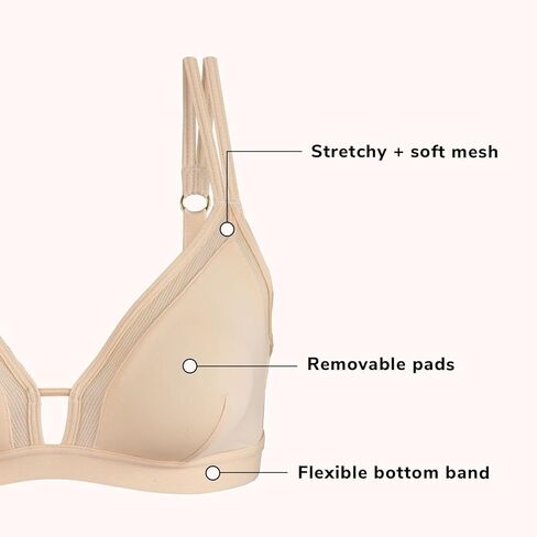 حمالة صدر مبطنة بحواف شبكية من LIVELY للنساء | تفاصيل شبكية دقيقة قابلة للتمدد لأسلوب مسامي | منصات قابلة للإزالة in Kuwait