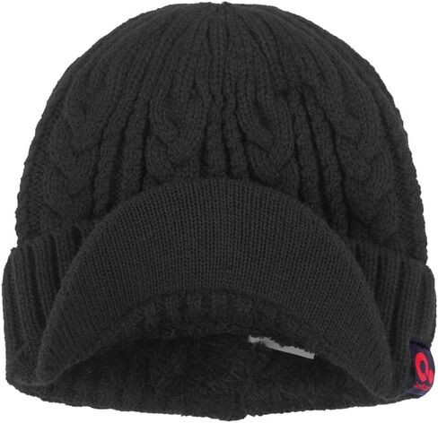 Women's Cable Knitted Visor Beanie Winter Hat with Brim Fleece Lining Baseball Cap in Saudi Arabia