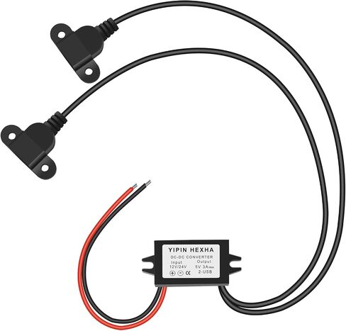 DC 12V 24V to 5V 6A 30W Dual USB Female DC Buck Converter Adapter Step Down Charging Module，USB Female Head with Screw Hole can be Used for Panel Installation in Kuwait