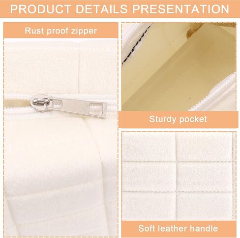DIVINA VITAE Plush Fluffy Makeup Bag Travel Toiletry Bag Organizer Large Capacity Cute Checkered Aesthetic Brushes Storage Bag Y2k Accessories For Women Girls(White) in Saudi Arabia