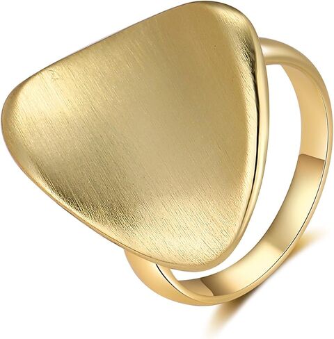 Aprilery Gold Rings for Women, Fashion Chunky Signet Statement Rings Gold Plated Band Ring Wide Metal Round Rings Cocktail Costume Jewelry Gifts for Her in Kuwait