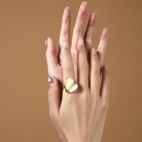 Aprilery Gold Rings for Women, Fashion Chunky Signet Statement Rings Gold Plated Band Ring Wide Metal Round Rings Cocktail Costume Jewelry Gifts for Her in Kuwait