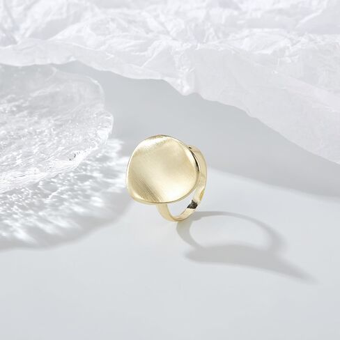 Aprilery Gold Rings for Women, Fashion Chunky Signet Statement Rings Gold Plated Band Ring Wide Metal Round Rings Cocktail Costume Jewelry Gifts for Her in Kuwait