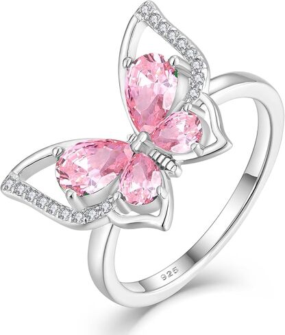 YL Butterfly Rings 925 Sterling Silver Simple Ring Birthstone Statement Rings for Women in Kuwait