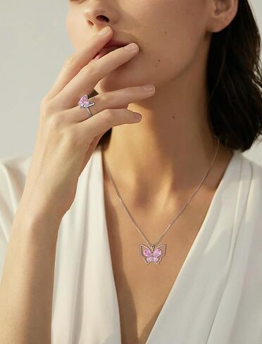 YL Butterfly Rings 925 Sterling Silver Simple Ring Birthstone Statement Rings for Women in Kuwait