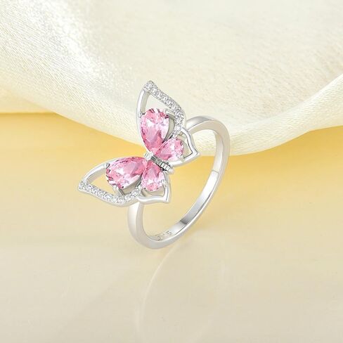 YL Butterfly Rings 925 Sterling Silver Simple Ring Birthstone Statement Rings for Women in Kuwait