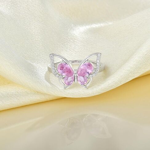YL Butterfly Rings 925 Sterling Silver Simple Ring Birthstone Statement Rings for Women in Kuwait