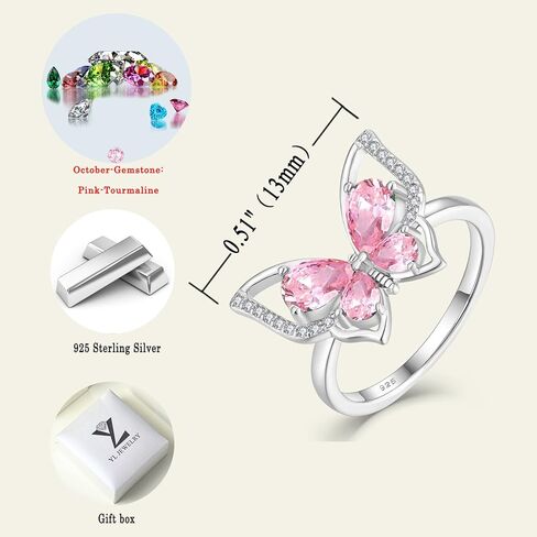 YL Butterfly Rings 925 Sterling Silver Simple Ring Birthstone Statement Rings for Women in Kuwait