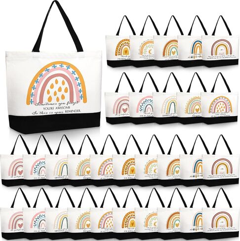 Silkfly 30 Pcs Appreciation Gifts Canvas Tote Bag for Women, Thank you Inspirational Bag for Teacher Coworker in Saudi Arabia