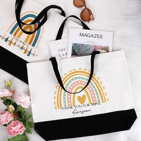 Silkfly 30 Pcs Appreciation Gifts Canvas Tote Bag for Women, Thank you Inspirational Bag for Teacher Coworker in Saudi Arabia