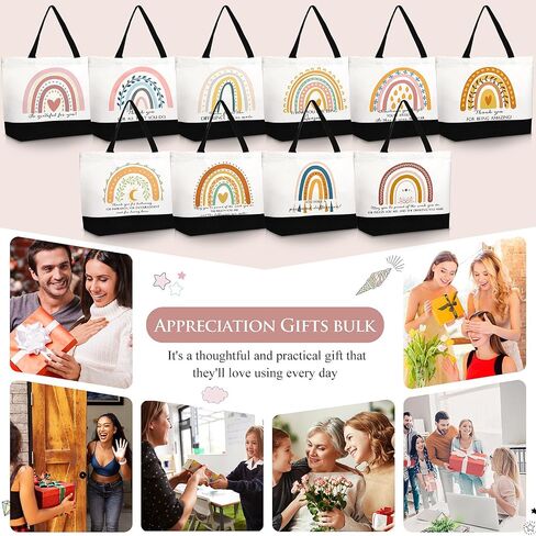 Silkfly 30 Pcs Appreciation Gifts Canvas Tote Bag for Women, Thank you Inspirational Bag for Teacher Coworker in Saudi Arabia