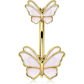 Jewseen Cute Butterfly Navel Ring Belly Button 14g Curved Barbell 2026 Spring Aesthetic Fashion Piercing Jewelry Surgical Steel in Saudi Arabia