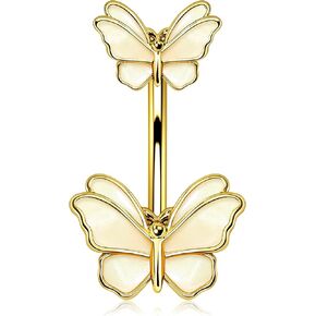 Jewseen Butterfly Belly Button Ring 14g Belly Rings for Women Surgical Steel Belly Button Piercing Gold Belly Button Rings Belly Piercing Jewelry