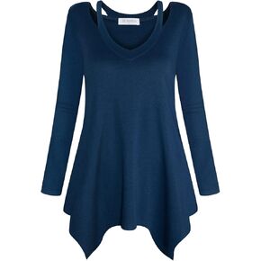 بولوتس قميص تونيك كاجوال منقوش باكمام 3/4 ورقبة على شكل حرف V للنساء in Kuwait